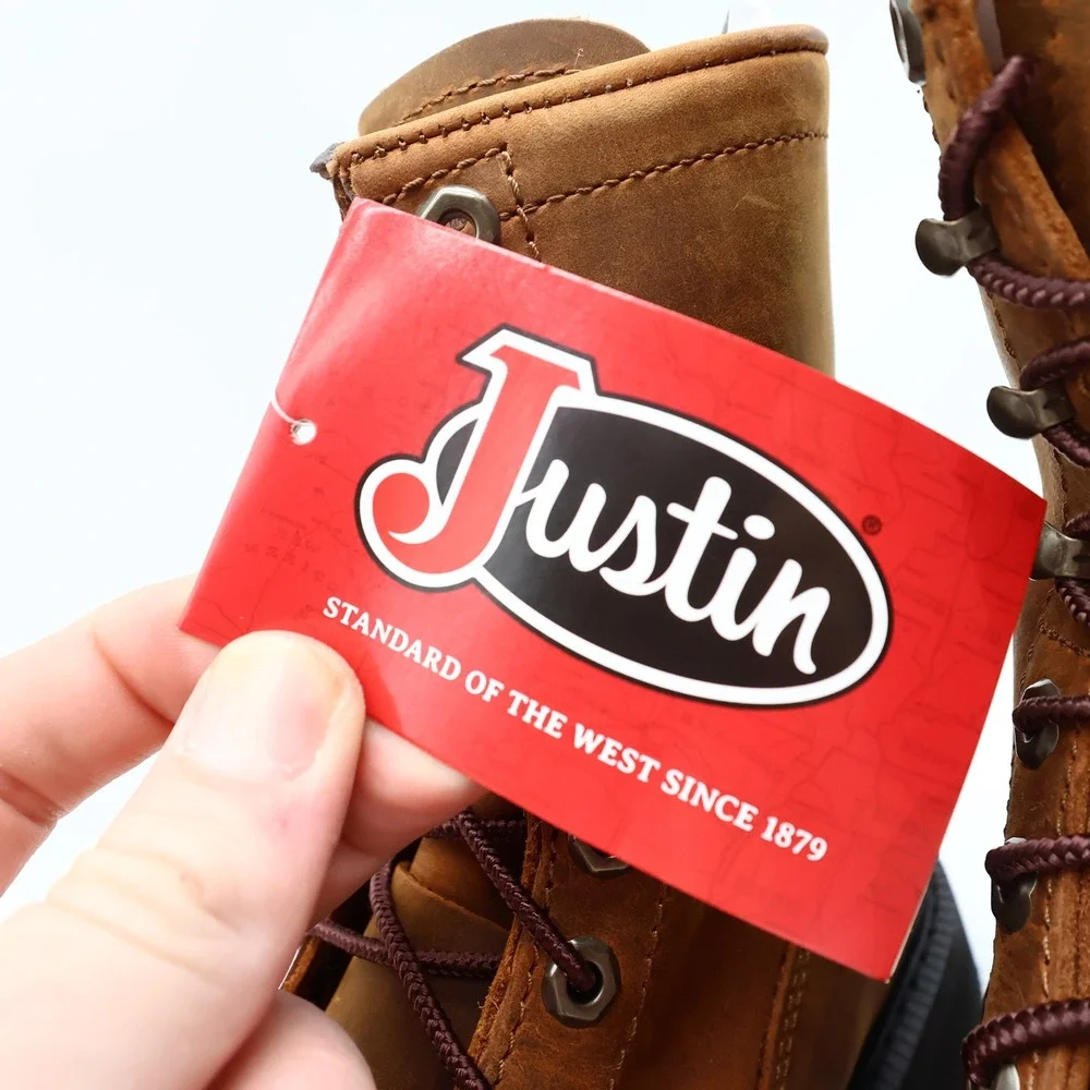 Justin Modern Work Boots Mens 9.5 D Aged Bark Brown Leather OW760 NWT Box